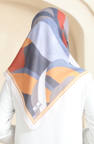 إيشارب سوفت منقوش 70253-02 خردلي رمادي 70253-02