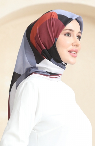 Desenli Soft Eşarp 70253-04 Füme Bordo