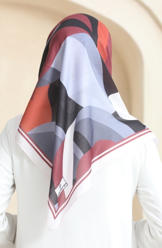 Desenli Soft Eşarp 70253-04 Füme Bordo