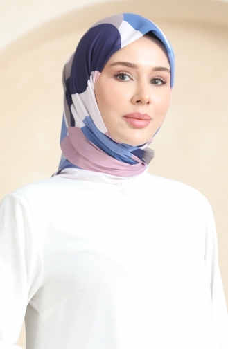 Echarpe Douce à Motifs 70253-05 Bleu Marine Gris 70253-05