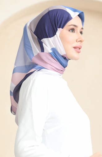 Echarpe Douce à Motifs 70253-05 Bleu Marine Gris 70253-05