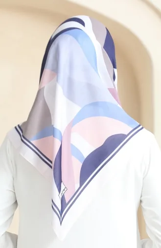 Gemusterter Weicher Schal 70253-05 Marineblau Grau 70253-05