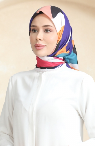 إيشارب سوفت منقوش 70253-06 أزرق وردي 70253-06