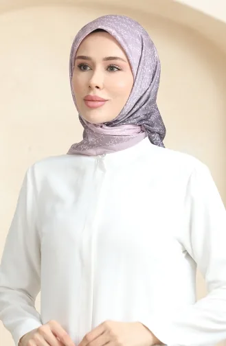 Karaca Patterned Crystal Scarf 81074-05 Powder Dark Lilac 81074-05