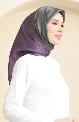 Karaca Patterned Crystal Scarf 81074-15 Purple Dark Purple 81074-15