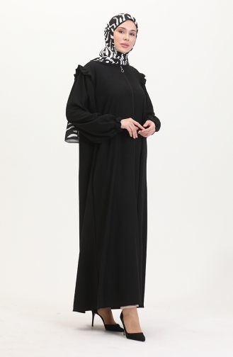 Rüschen-Abaya 1055-02 Schwarz 1055-02