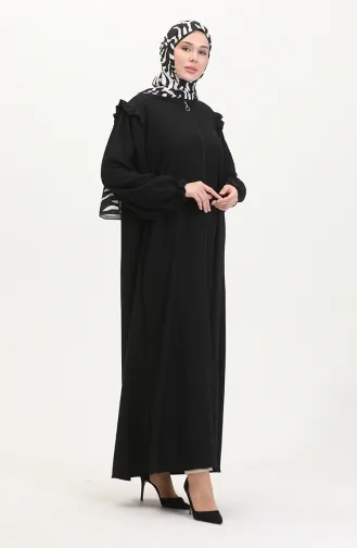 Fırfırlı Ferace 1055-02 Siyah