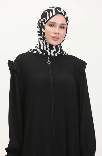 Fırfırlı Ferace 1055-02 Siyah
