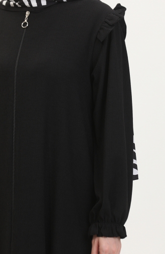 Rüschen-Abaya 1055-02 Schwarz 1055-02