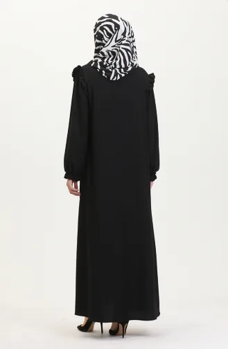 Fırfırlı Ferace 1055-02 Siyah
