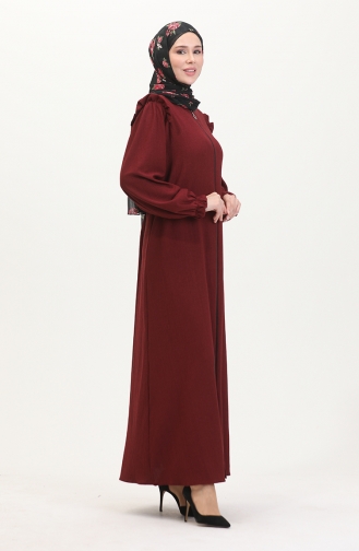 Abaya à Froufrous 1055-03 Rouge Claret 1055-03