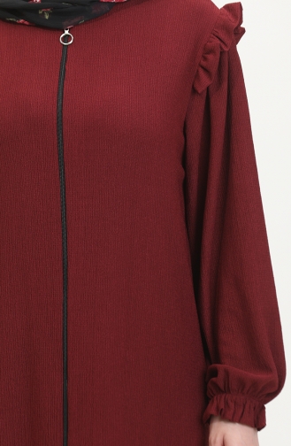 Abaya à Froufrous 1055-03 Rouge Claret 1055-03