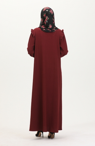 Abaya à Froufrous 1055-03 Rouge Claret 1055-03