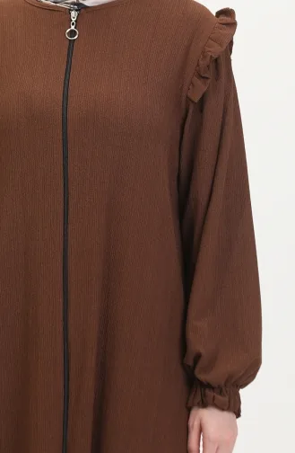 Fırfırlı Ferace 1055-04 Kahverengi