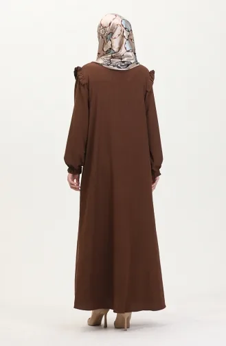 Fırfırlı Ferace 1055-04 Kahverengi