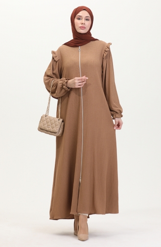 Fırfırlı Ferace 1055-06 Vizon