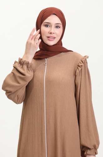 Fırfırlı Ferace 1055-06 Vizon