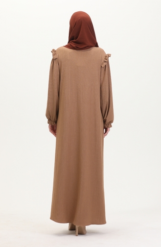 Fırfırlı Ferace 1055-06 Vizon