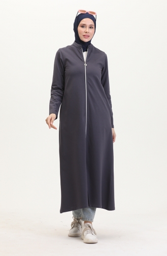 عباءة رياضية بخيطين 10651-02 لون فحمي 10651-02