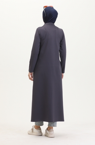 عباءة رياضية بخيطين 10651-02 لون فحمي 10651-02