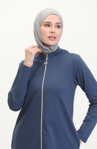 عباءة رياضية بخيطين 10651-03 لون نيلي 10651-03