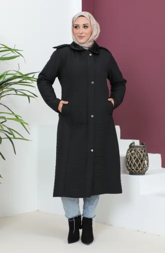 Großer Steppmantel Mit Kapuze 5072-01 Schwarz 5072-01