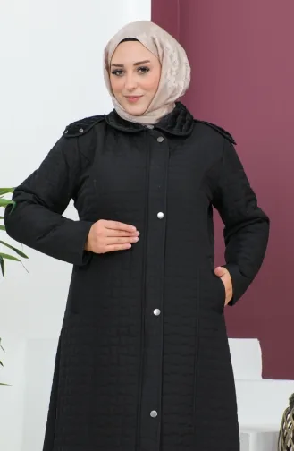 Großer Steppmantel Mit Kapuze 5072-01 Schwarz 5072-01