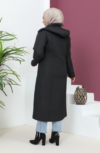 Großer Steppmantel Mit Kapuze 5072-01 Schwarz 5072-01