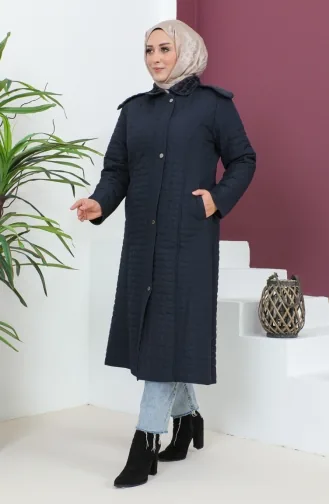 Plus Size Hooded quilted Coat 5072-02 Navy Blue 5072-02