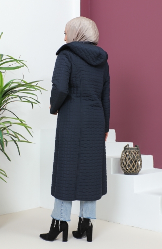 Grote Gewatteerde Jas Met Capuchon 5072-02 Marineblauw 5072-02