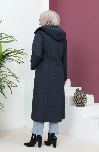 Plus Size Hooded quilted Coat 5072-02 Navy Blue 5072-02
