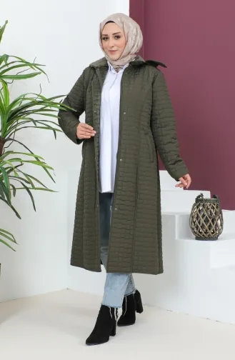 Plus Size Hooded quilted Coat 5072-03 Khaki 5072-03
