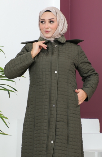 Plus Size Hooded quilted Coat 5072-03 Khaki 5072-03