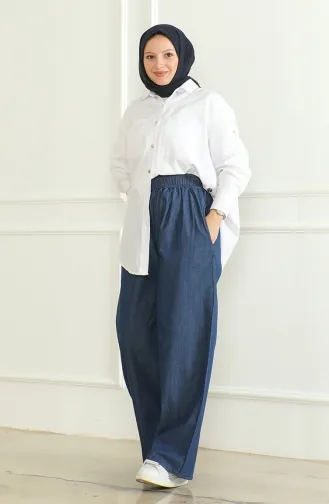 Tensel Jeansbroek Met Elastische Taille 7568-03 Marineblauw 7568-03