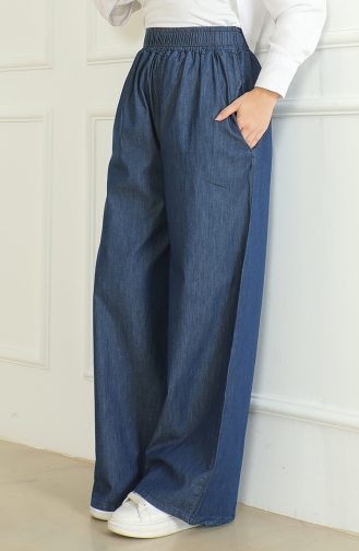 Tencel Elastic Waist Jeans 7568-03 Navy Blue 7568-03