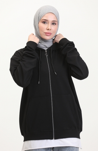 Sweatshirt Met Capuchon En Twee Draden 9488-01 Zwart 9488-01