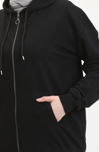 Sweatshirt Met Capuchon En Twee Draden 9488-01 Zwart 9488-01