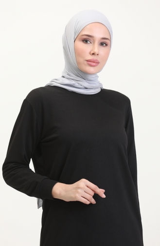 Yırtmaçlı Spor Tunik 0529-01 Siyah