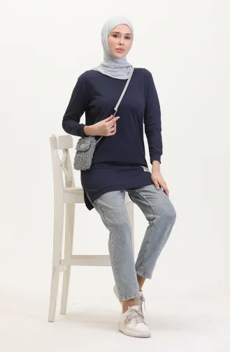 Yırtmaçlı Spor Tunik 0529-04 Lacivert