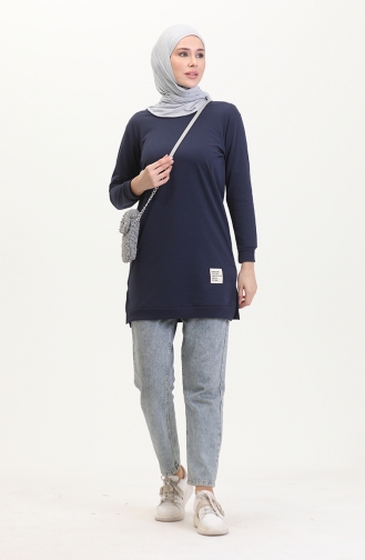 Yırtmaçlı Spor Tunik 0529-04 Lacivert