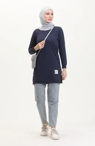 Yırtmaçlı Spor Tunik 0529-04 Lacivert
