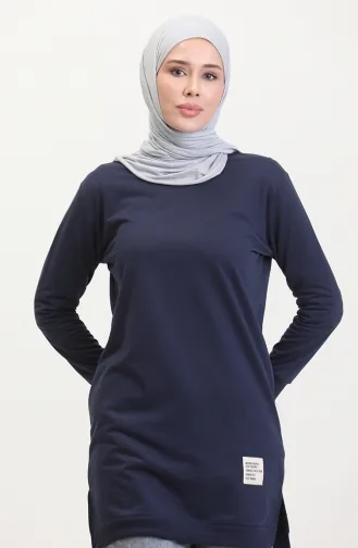 Yırtmaçlı Spor Tunik 0529-04 Lacivert