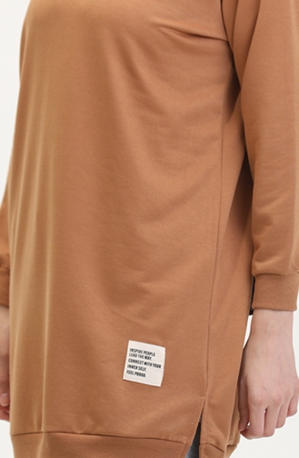 Yırtmaçlı Spor Tunik 0529-08 Taba