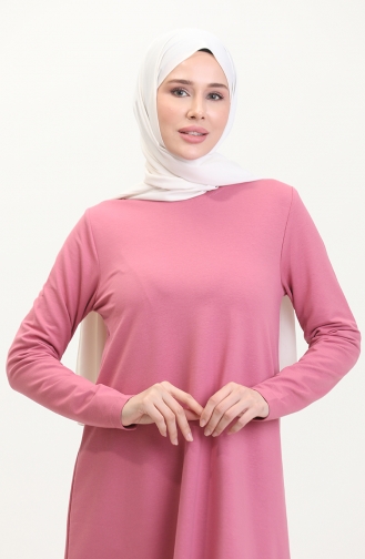 Eteği Garnili Tunik 10508-01 Gül Kurusu