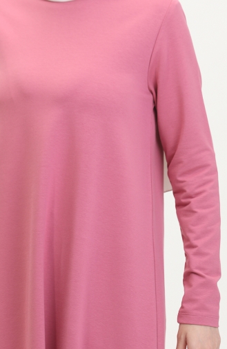 Eteği Garnili Tunik 10508-01 Gül Kurusu