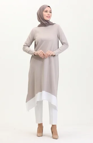 تونيك مع تنورة مُزينة 10508-03 لون حجري 10508-03