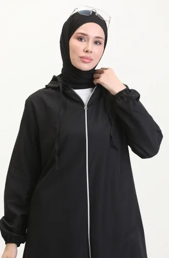 Hooded Zippered Raincoat Two Piece Set 0507Y-01 Black 0507Y-01