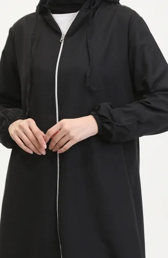 Hooded Zippered Raincoat Two Piece Set 0507Y-01 Black 0507Y-01
