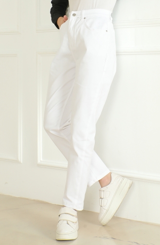 Momjean Salaş Kot Pantolon 5304-02 Beyaz