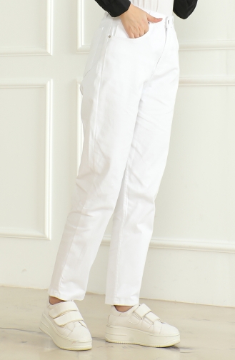 Momjean Salaş Kot Pantolon 5304-02 Beyaz